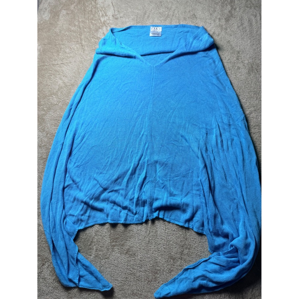 Lexi York 100% Bamboo Knit Kimono Shawl Wrap Sky Blue One Size Coastal